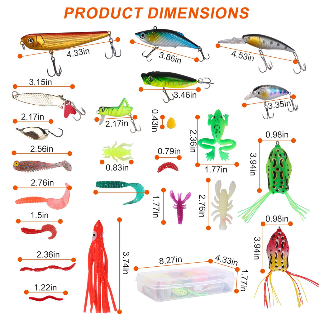 375Pcs Fishing Baits And Tackle Box Saltwater Freshwater Fishing Lures Kit Lifelike Popper Crankbaits Crickets Frogs Spoon Lures Maggots