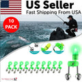 10 40 PC LED Night Fishing Bite Bait Alarm 2 Bells Light Rod Tip Clip Alert Ring