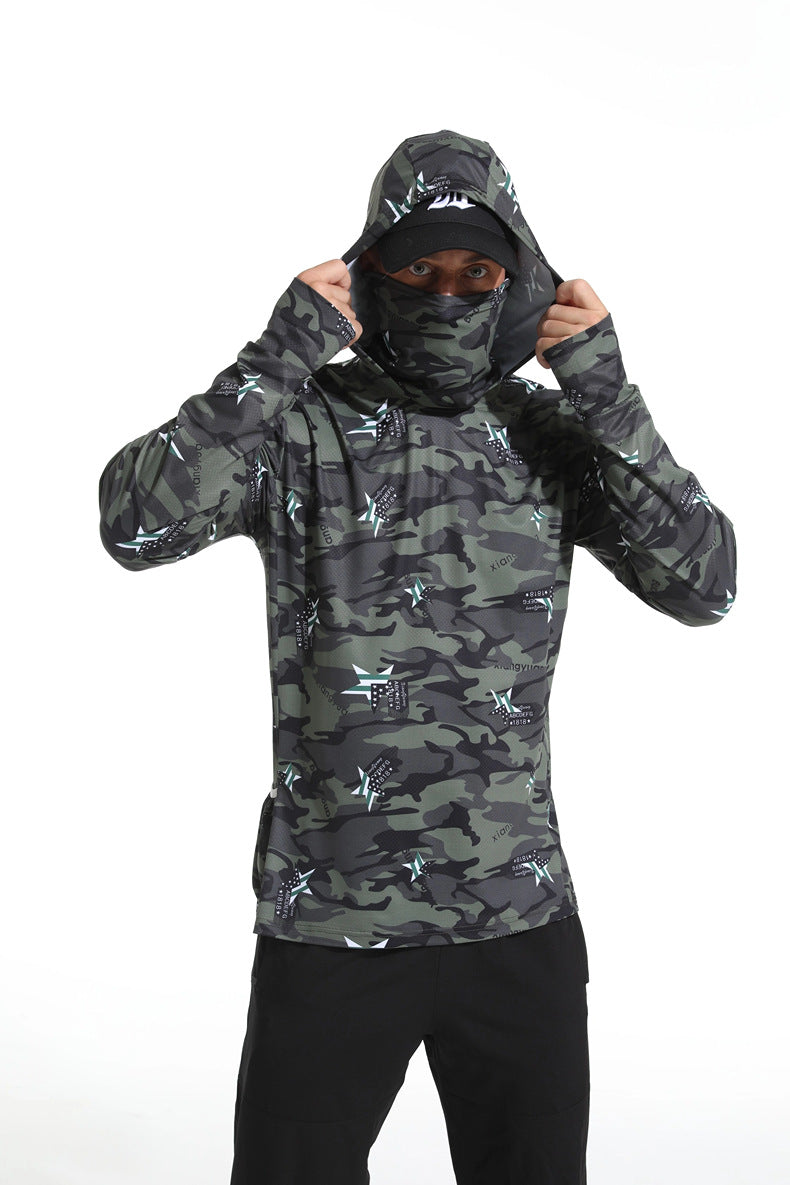 Fishing sun protection clothing summer ultra-thin face-covering fishing ice silk road sub-ultraviolet protection thin breathable outdoor sun protection clothing