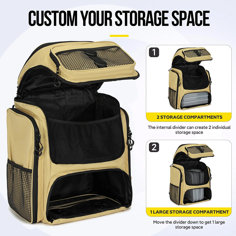 Fishing Backpack with Rod Holder, Tackle Organizer Box & Hiking Storage